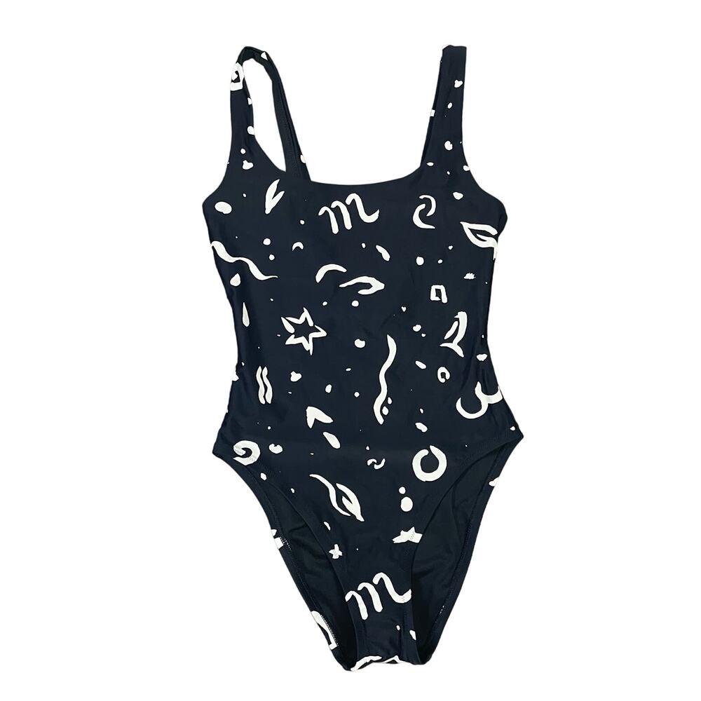 Madewell Scoop Neck One Piece Abstract Summer Trendy Swimsuit US Women's XXS New - Picture 1 of 6
